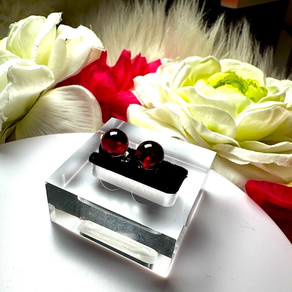 Red Fire Glass Ball Stud Earrings NEW! - Picture 7 of 7